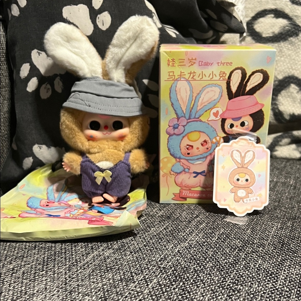 NWT Confirmed Baby Three Macaron Cute Bunny- Tan